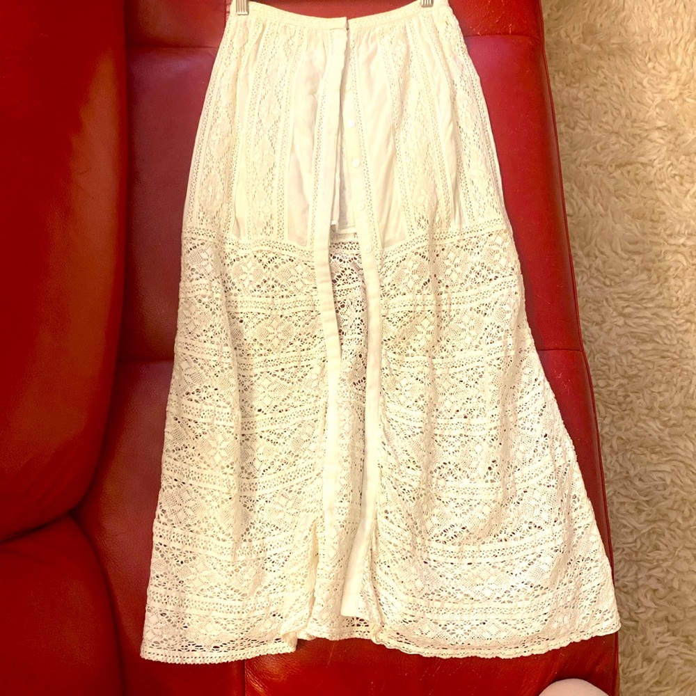 COPY - Love Shack Fancy white cotton Clare button-up midi skirt, w mini cotton …
